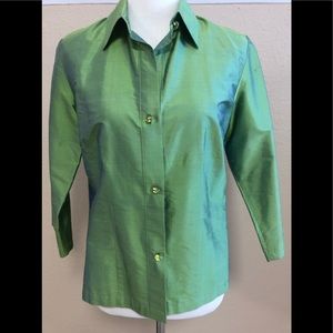 Connie Roberson 100% silk 3/4 length top